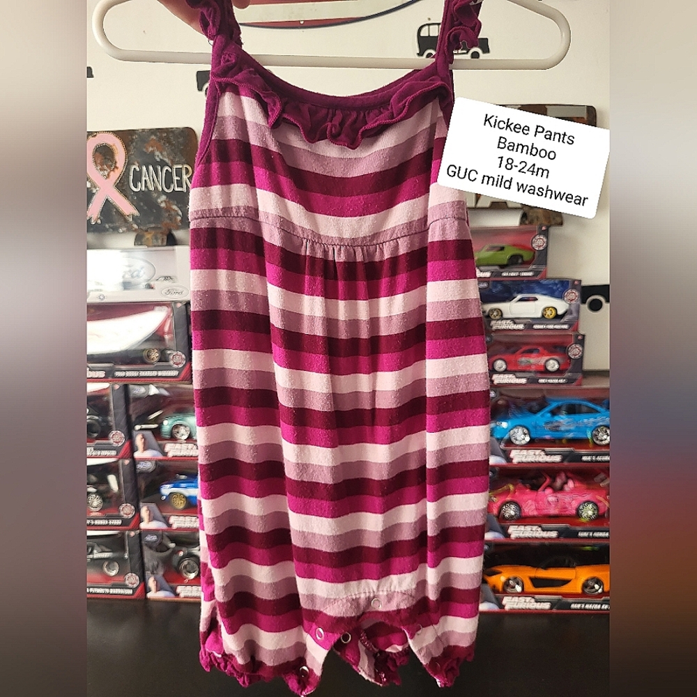 Kickee Pants Bamboo Purple Pink Striped Romper